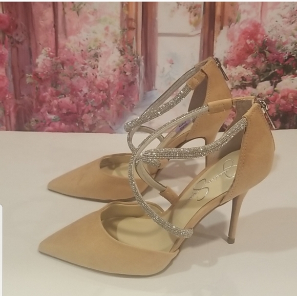 Jessica Simpson Tan Rhinestone Strap Sexy Heels 8.5 - Picture 12 of 12